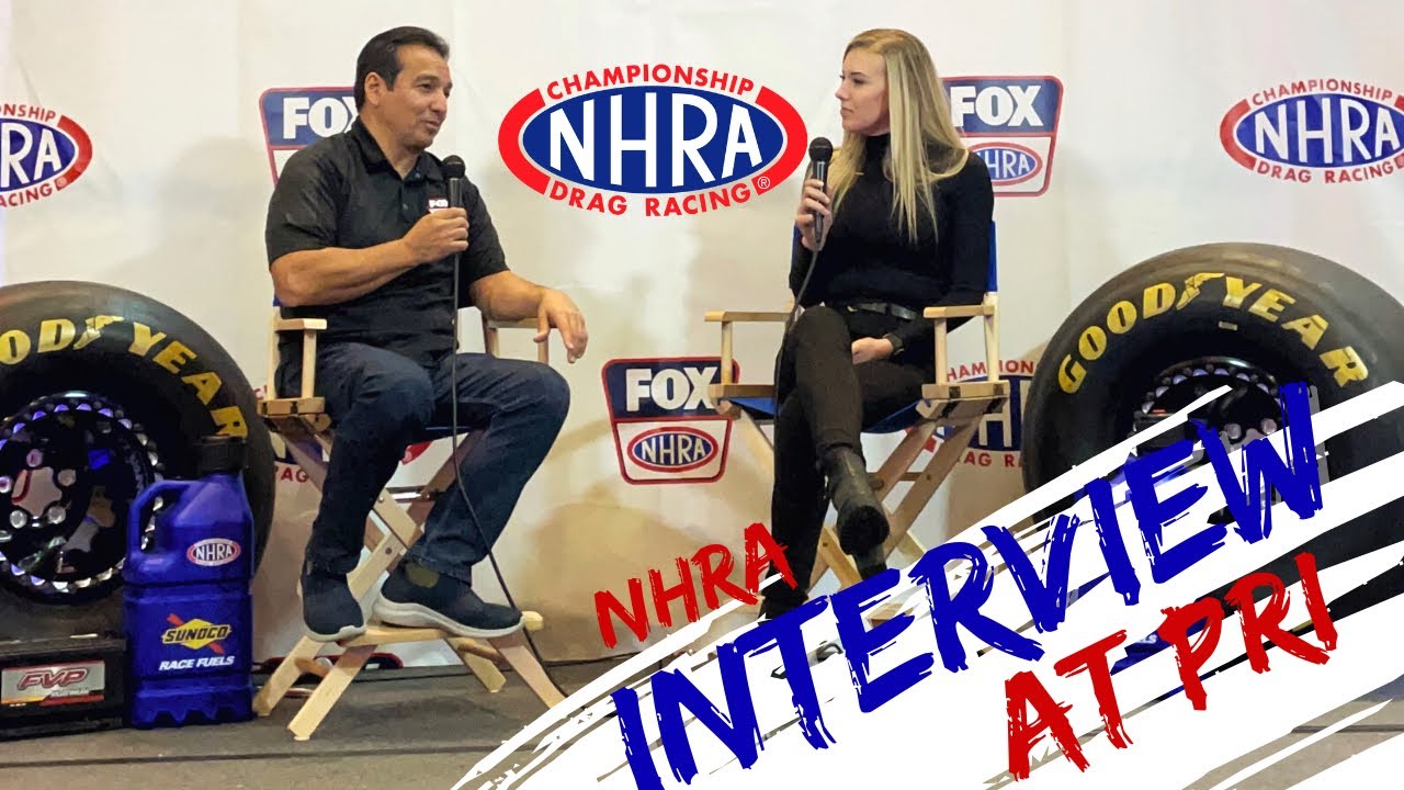 NHRA stage interview at the PRI show - Ida Zetterström