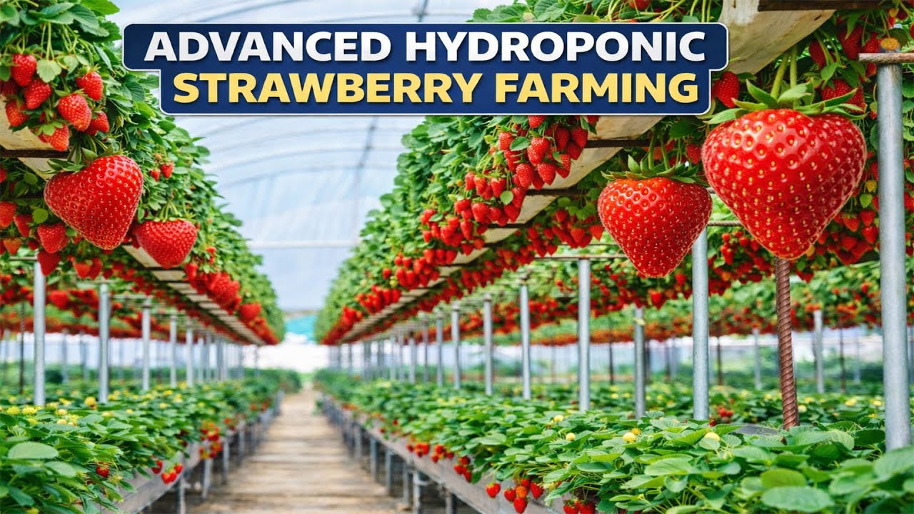 Advanced Hydroponic Strawberry Farming – Modern Agriculture and High-Yield Harvesting
