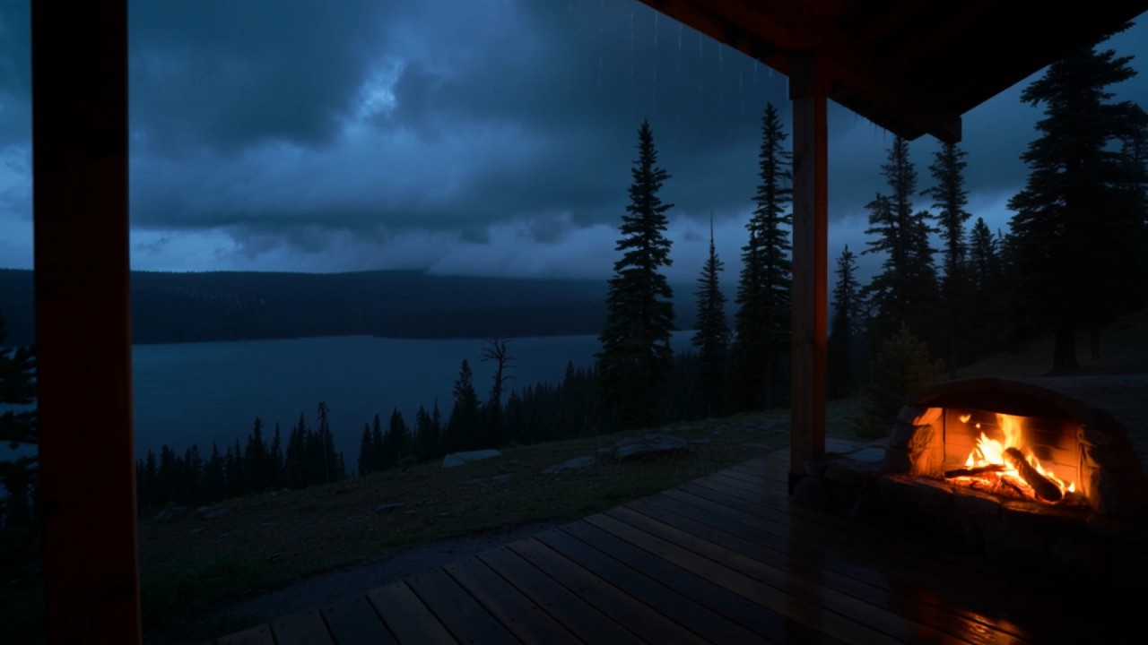 8 Hours Rain & Thunderstorm Sounds with Crackling Fireplace for Sleep, Relaxation & Stress Relief