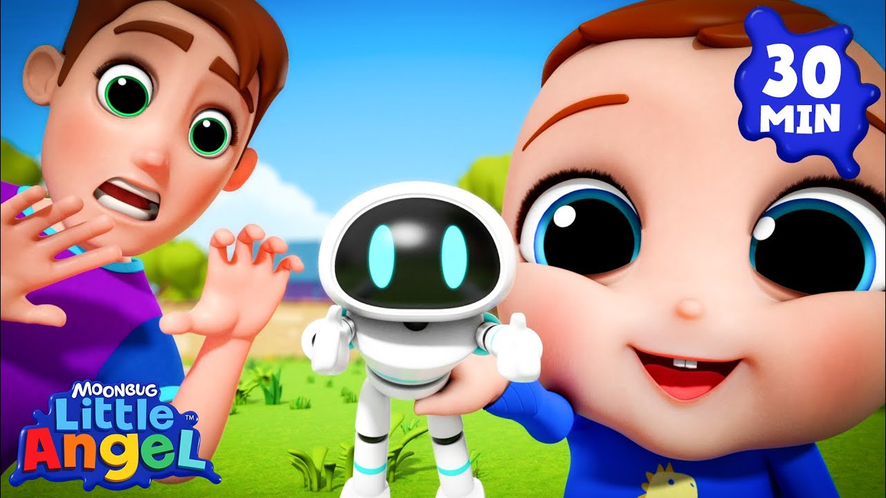Baby Robot RETURNS!! Kids Song | Little Angel | Melody Time: Moonbug Kids Songs