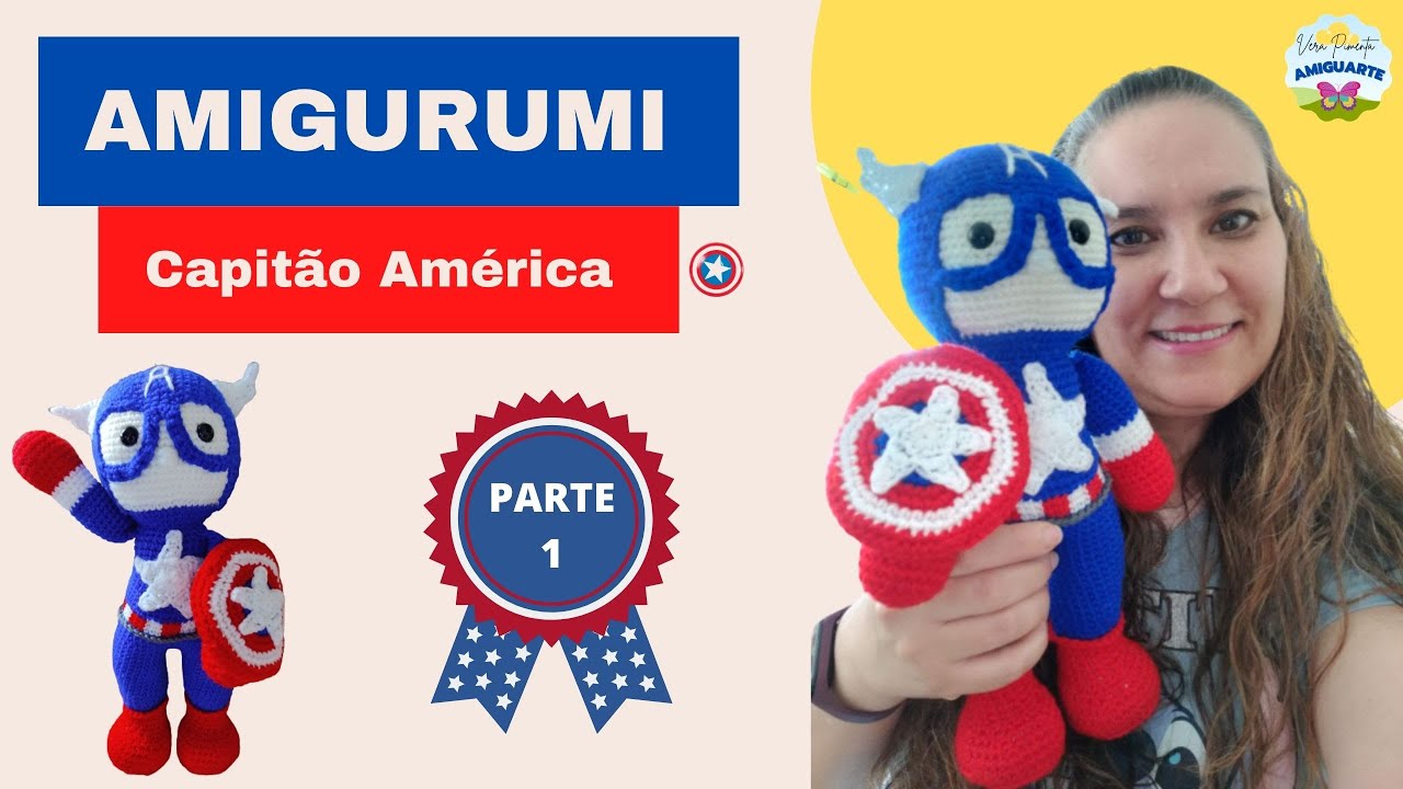COMO FAZER  CAPITÃO AMÉRICA EM AMIGURUMI DO ZERO - #Passo a Passo Para Iniciantes# (Parte 1)