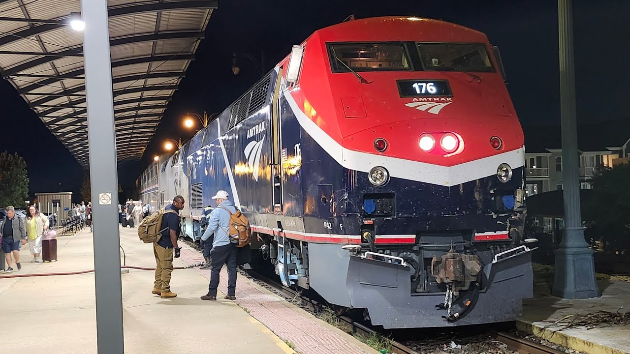 AMTK 176 leading the Amtrak City of New Orleans through Central Station in Memphis ( Oct 8 2025 ) 