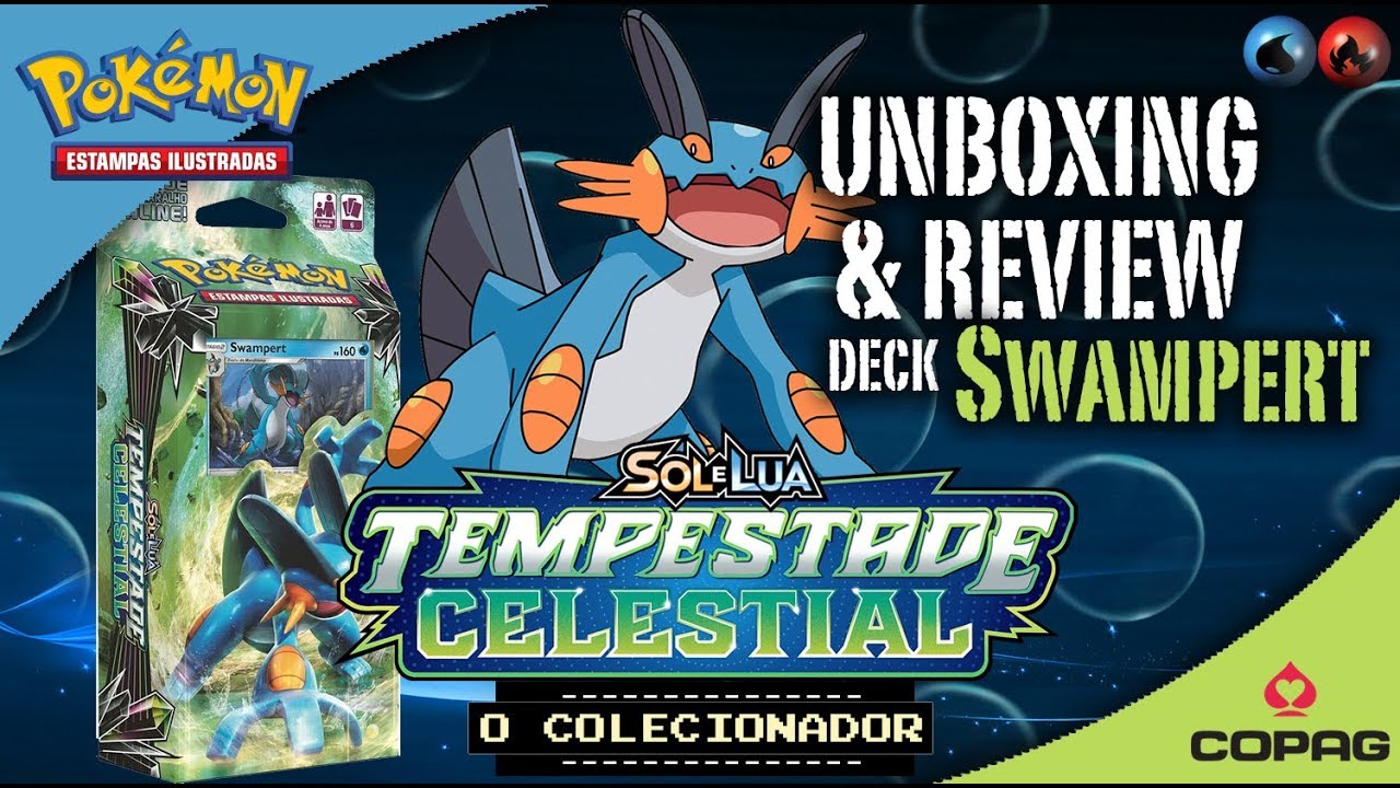 UNBOXING & REVIEW DECK SWAMPERT - TEMPESTADE CELESTIAL - POKEMON TCG - COPAG