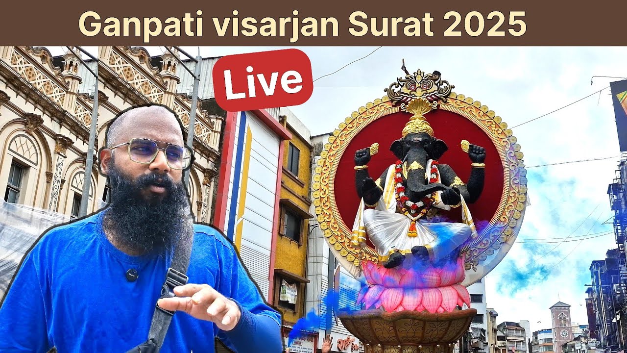 Live Ganpati Visarjan Surat | Ganpati visarjan Surat 2025 | Surat city Ganpati visarjan Live #surat