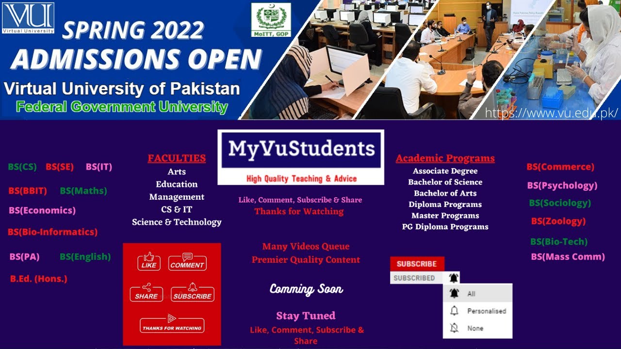 VU Admissions Spring 2022 || Virtual University of Pakistan || Part 2