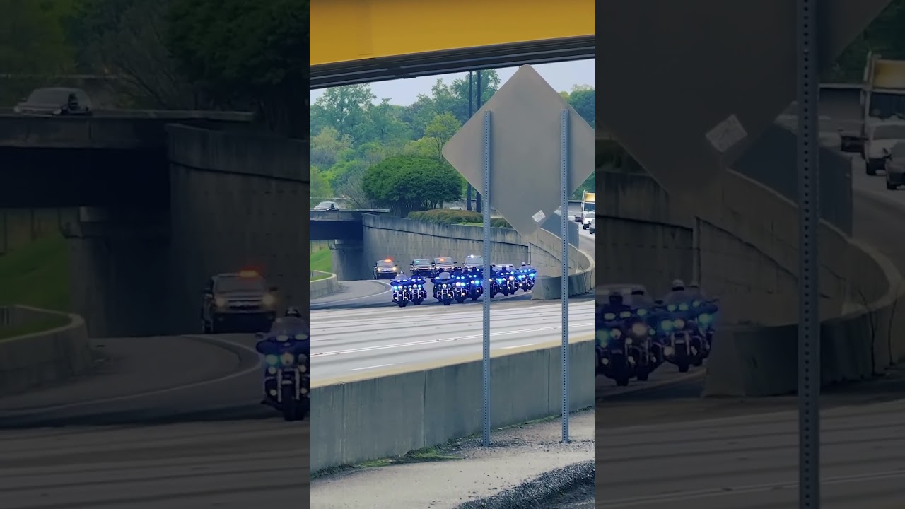 Stunning Convoy Of Ex-president Donald Trump, Including Dozens Of Police Motorcycles And SUVs