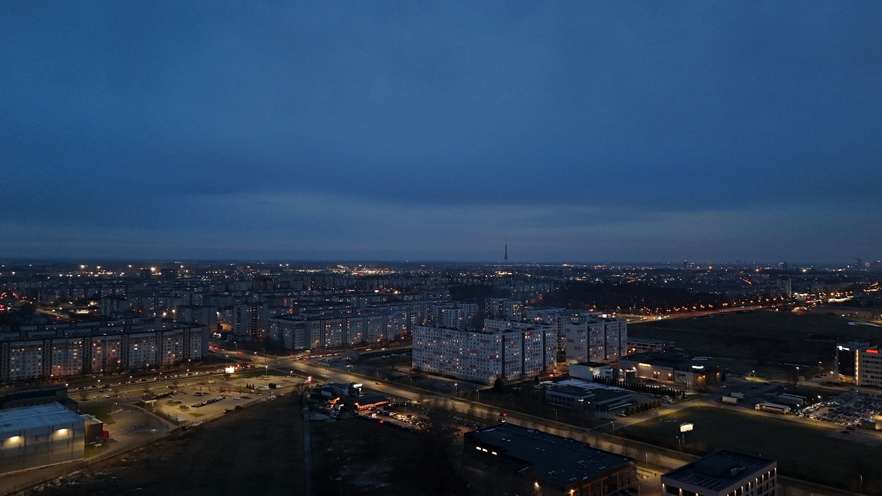 Riga From Above at Blue Hour | DJI Mini 4 Pro Cinematic Drone Footage | 4K Latvia