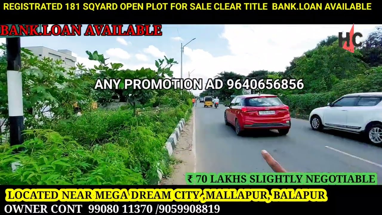REGISTERED PLOT FOR SALE IN HYDERABAD(181 SQ YARD)PLOT FOR SALE ON 150 FEET ROAD BALAPUR TO MALLAPUR