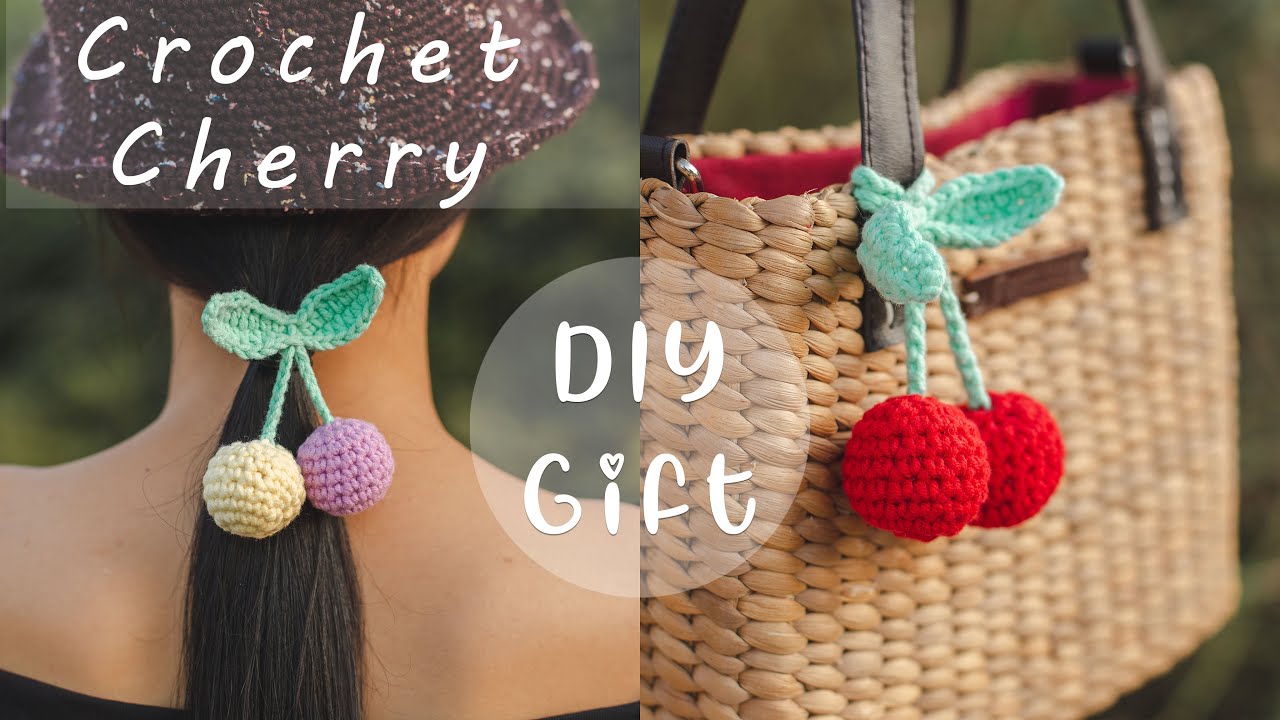 DIY Crochet Cherry Hair Tie & Keychain | DIY Gift | Chenda DIY