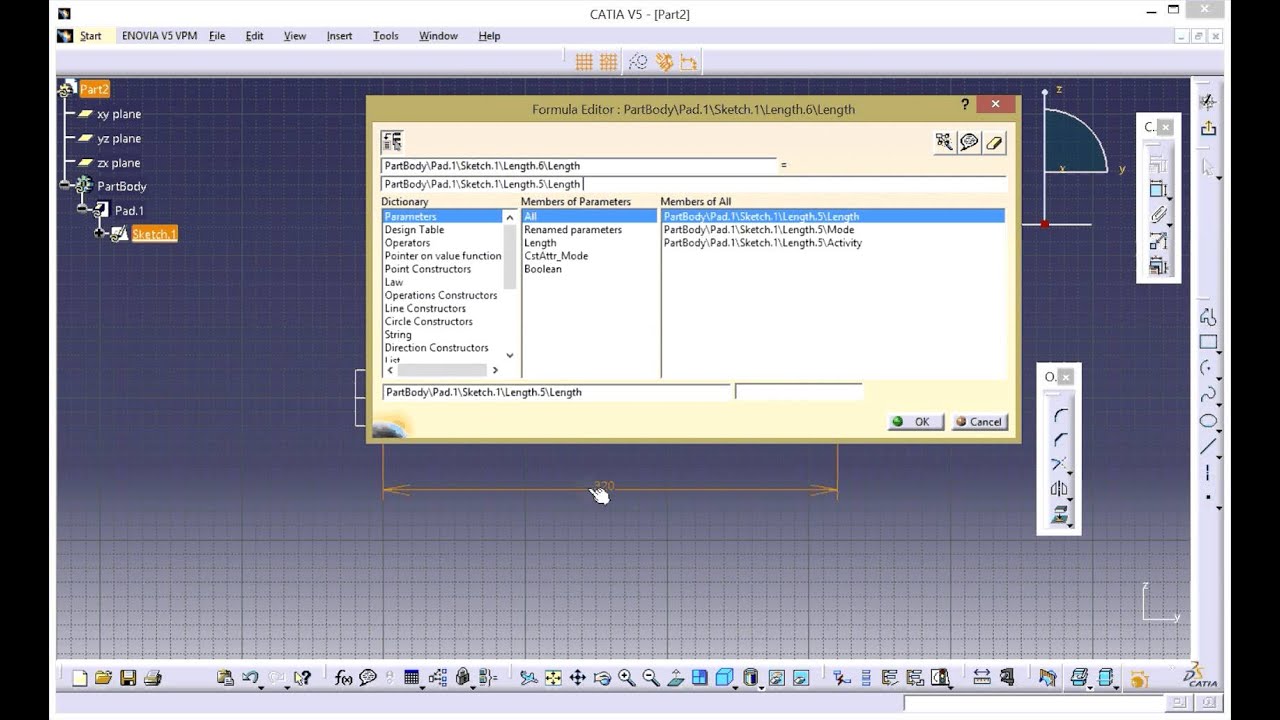 Curso Catia. Clase 5. Pad 1.  Introduccion formulas