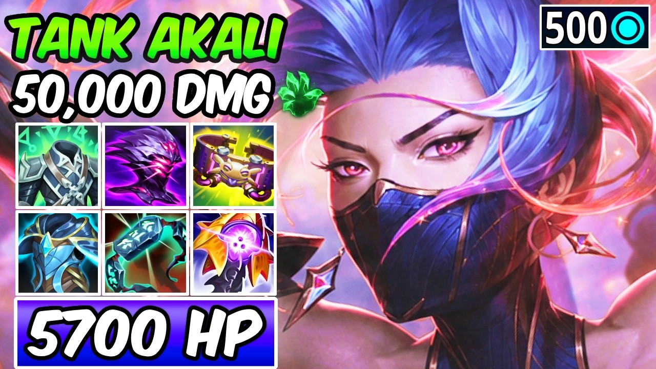 FULL TANK AKALI IS OP - UNKILLABLE IN TEAMFIGHTS (INSANE HEAL, 5700 HP, 50k DMG)