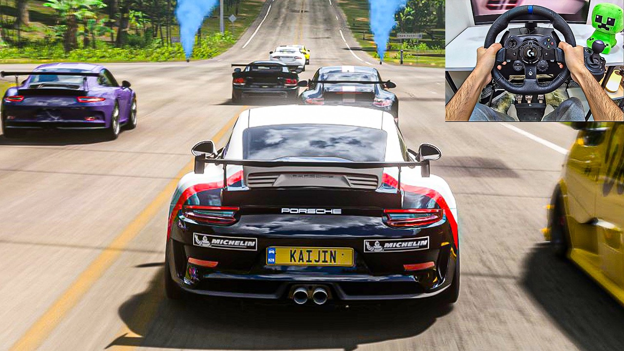 PORSCHE 911 GT3 RS VS TRUCK TOYS - Forza Horizon 5 | Logitech G923 Steering Wheel