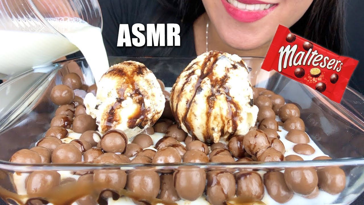 ASMR CHOCOLATE MALTESERS + MILK + ICE CREAM PARTY 초콜릿 먹방 咀嚼音 | LaniEats ASMR