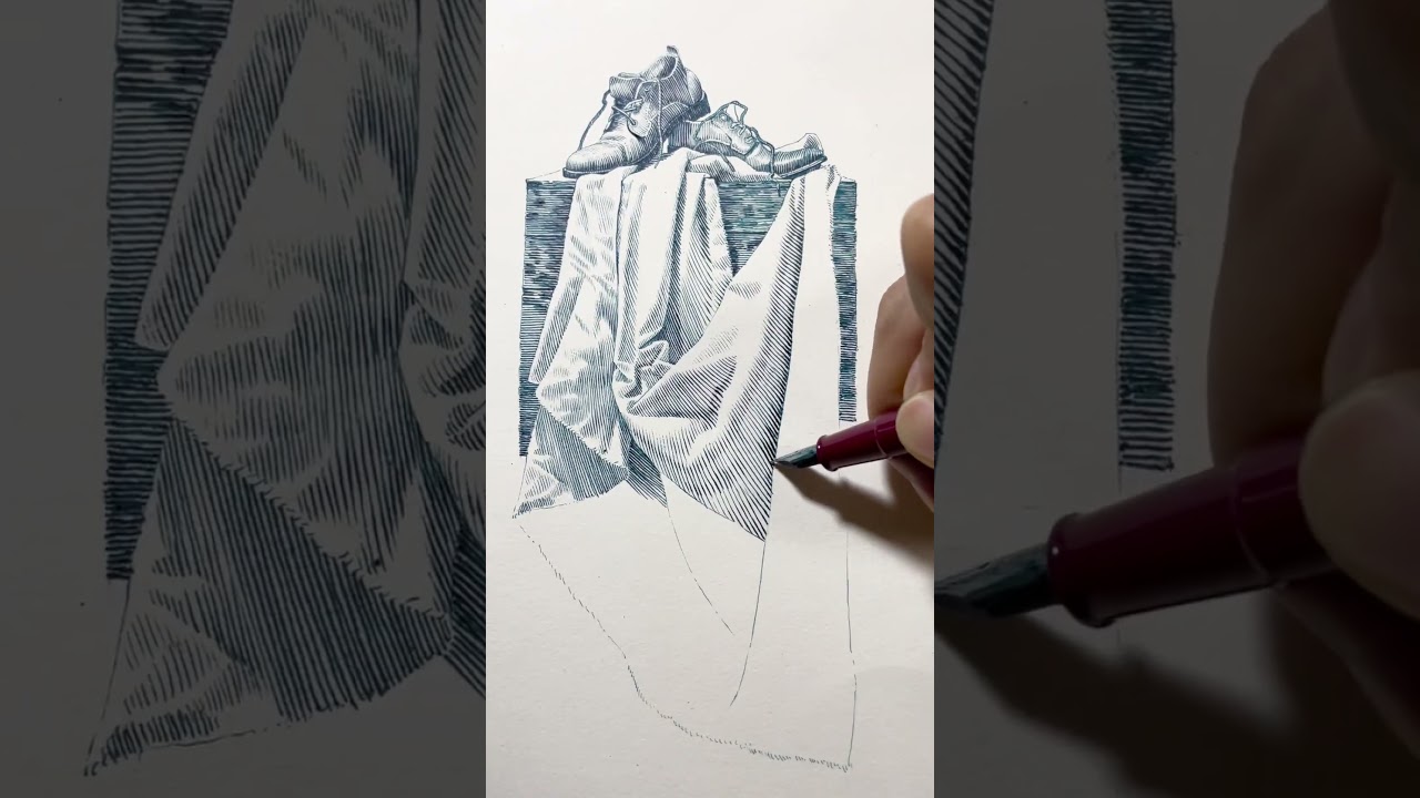 Every Line Must Matter &mdash; Fountain Pen Drawing in One Take #art #painting #drawing