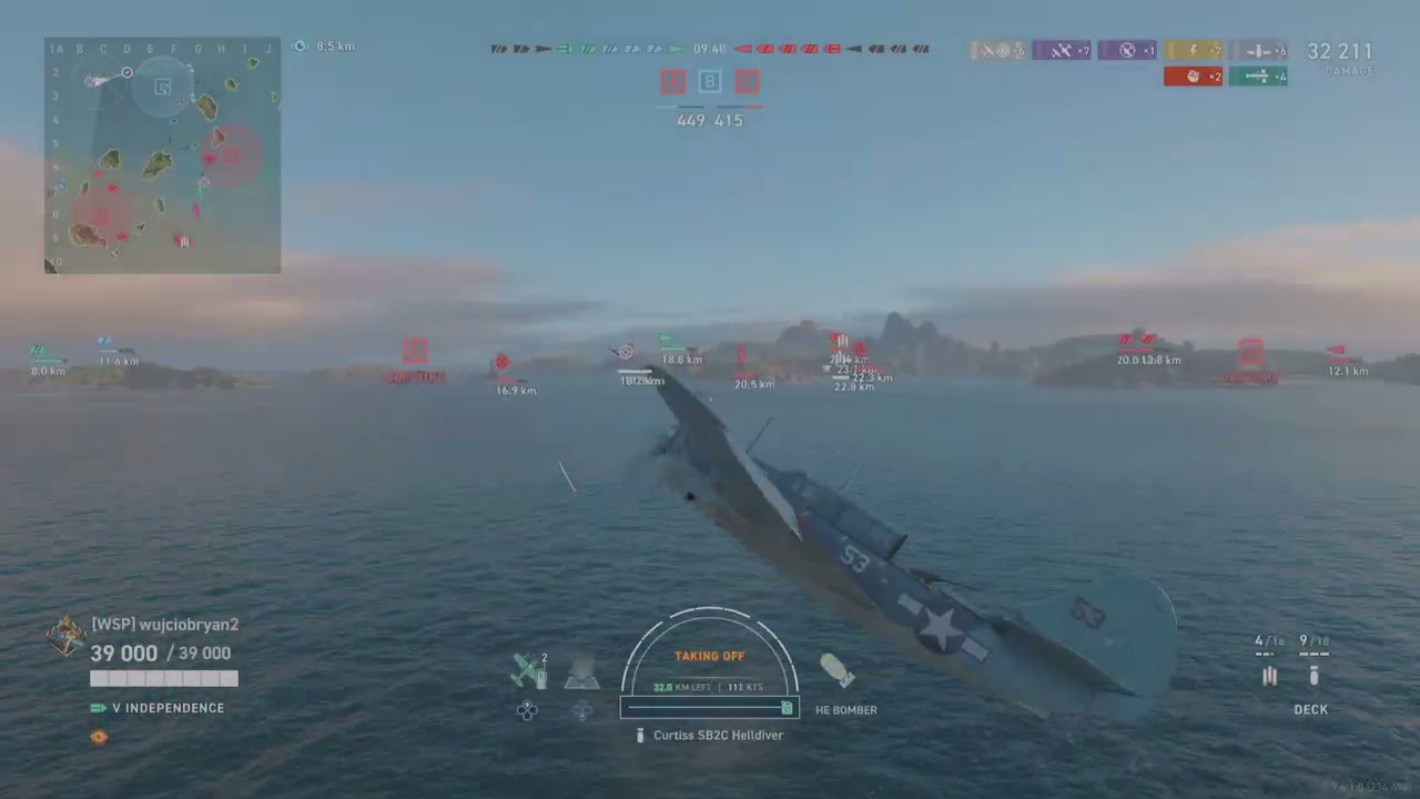 World of Warships: Legends USS Independence w bitwie z ekipą z floty.