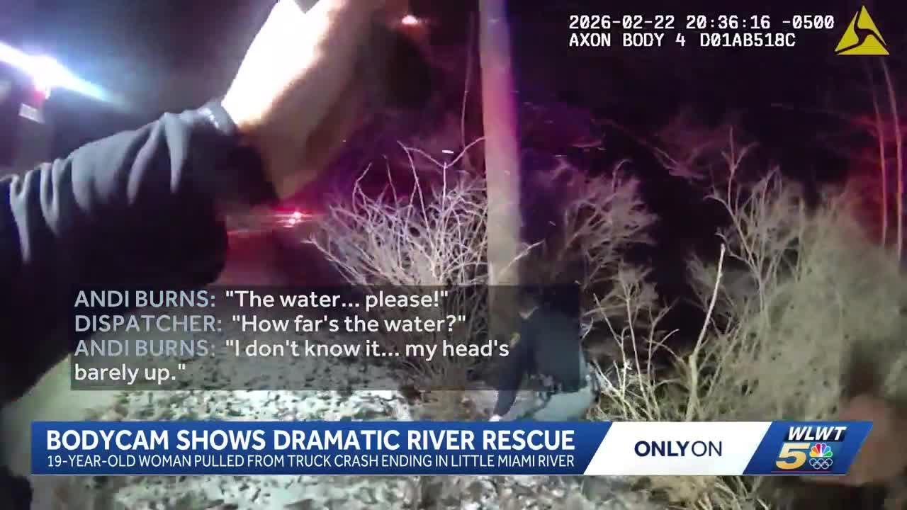 Body camera video shows 19-year-old woman rescued after crash ends in river