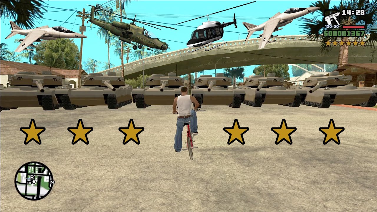 BMX vs 6 Star Wanted level in GTA San Andreas