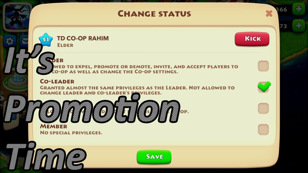TOWNSHIP : Promoting my co-op Member based on Performance !!!