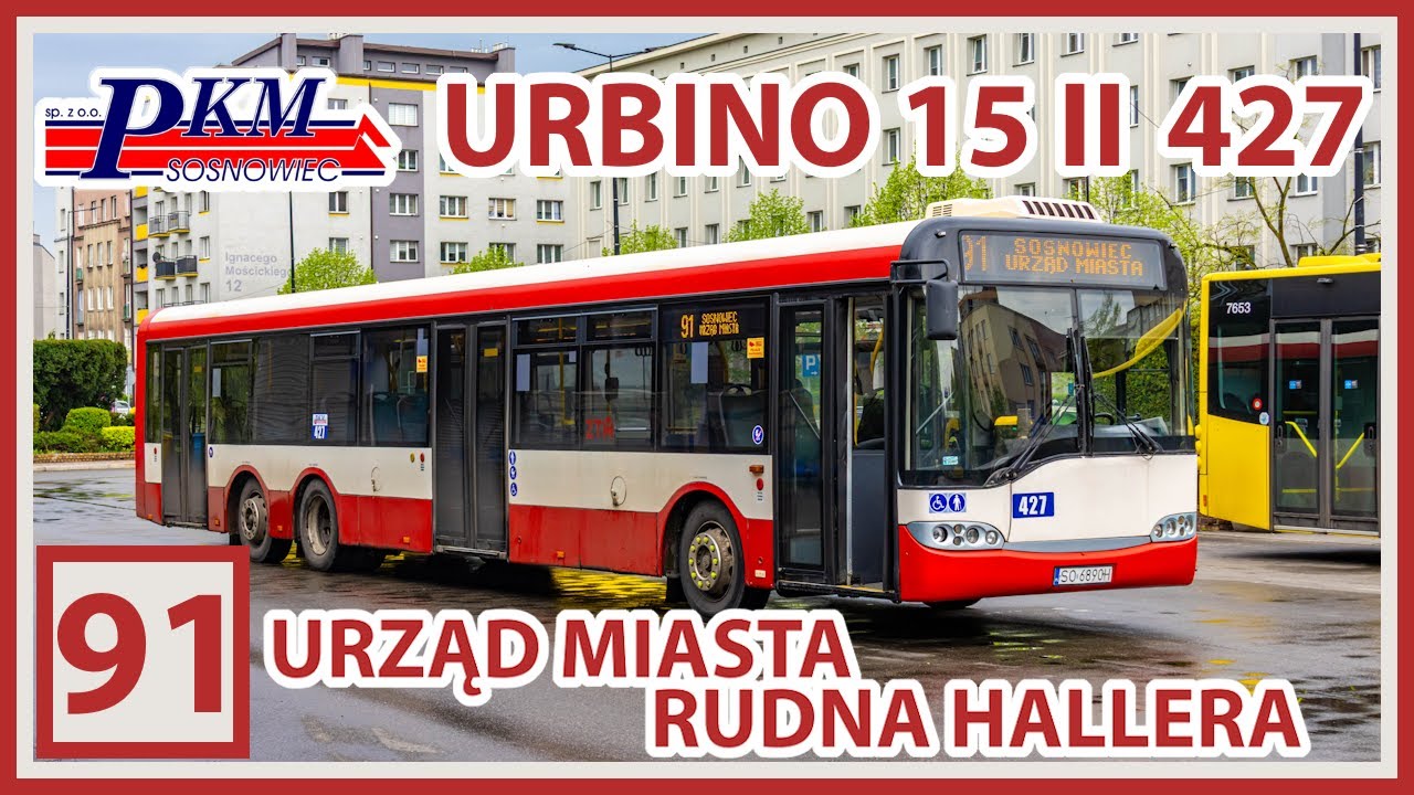 Solaris Urbino 15 II #427 PKM Sosnowiec | Linia 91:Urząd Miasta→Rudna Hallera | Widok wnętrze z tyłu