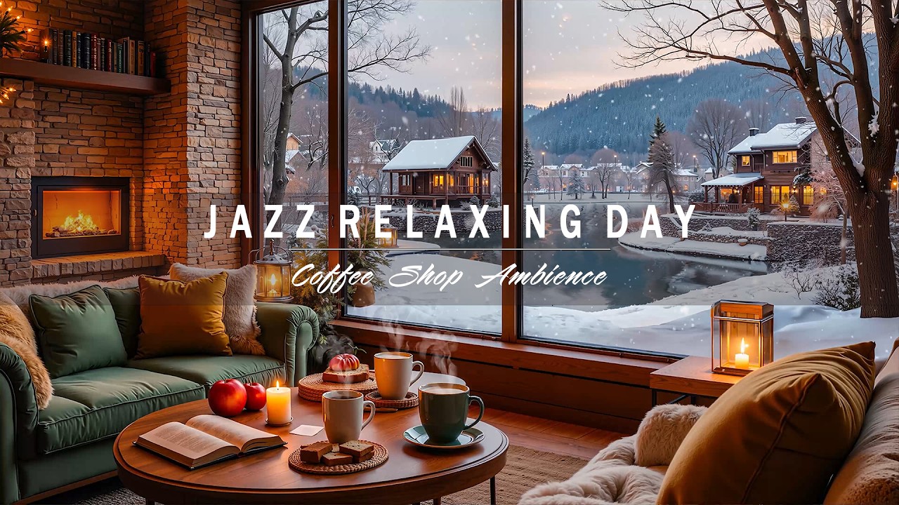 Snowy Winter Café Ambience ☕ Soft Jazz Piano & Perfect Background Music for Focus, Study & Chill