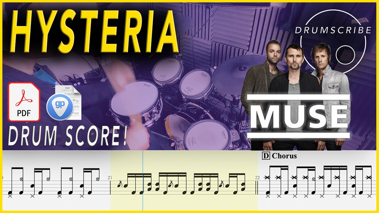 Hysteria - Muse | DRUM SCORE Sheet Music | #66 DRUMSCRIBE