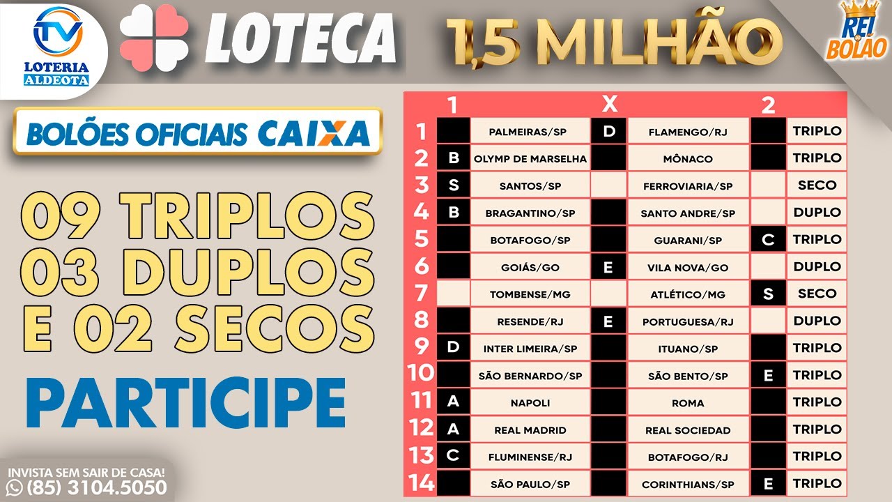 AUMENTE SUAS CHANCES DE GANHAR NA LOTECA 1032! BOL&Atilde;O CAIXA FANT&Aacute;STICO.