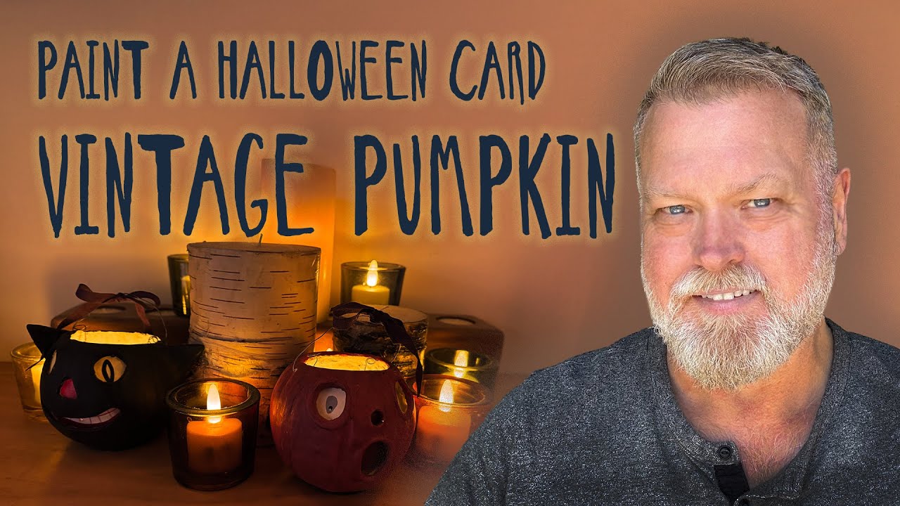 How to paint a Halloween card 🎃 Vintage pumpkin #watercolour #funart, #halloweenart