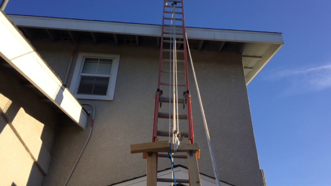 Ladder Hoist / Ladder lift for Solar Panels with 2 story house