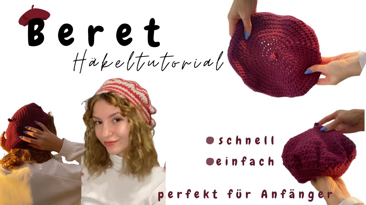 Beret häkeln 🧶 | Einfache Baskenmütze für Anfänger (nur 2 Stunden!)