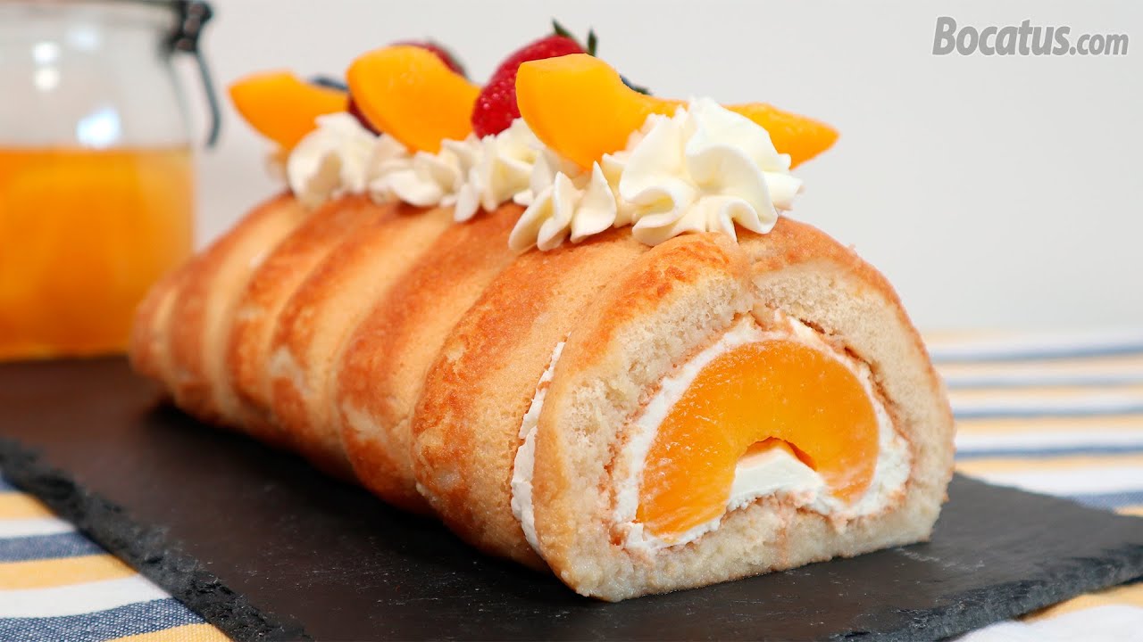 Rollo de Melocotón: un pastel sin horno muy fácil de preparar