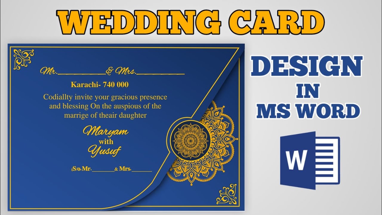 How to Design Wedding Card in MS Word | Easy Wedding Invitation Card Design