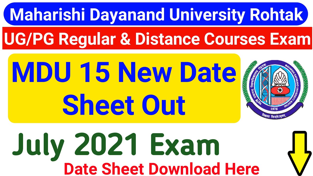 MDU UG/PG Regular & Distance Courses Date Sheet 2021 || MDU Date Sheet July 2021 | Mdu Latest Update