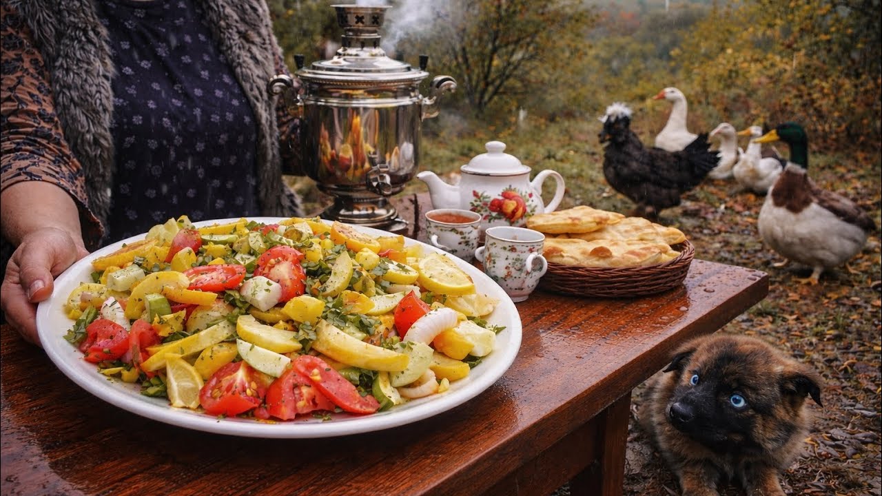  Rainy Nature Cooking: Delicious Chips & Veggies 🍟🌧️