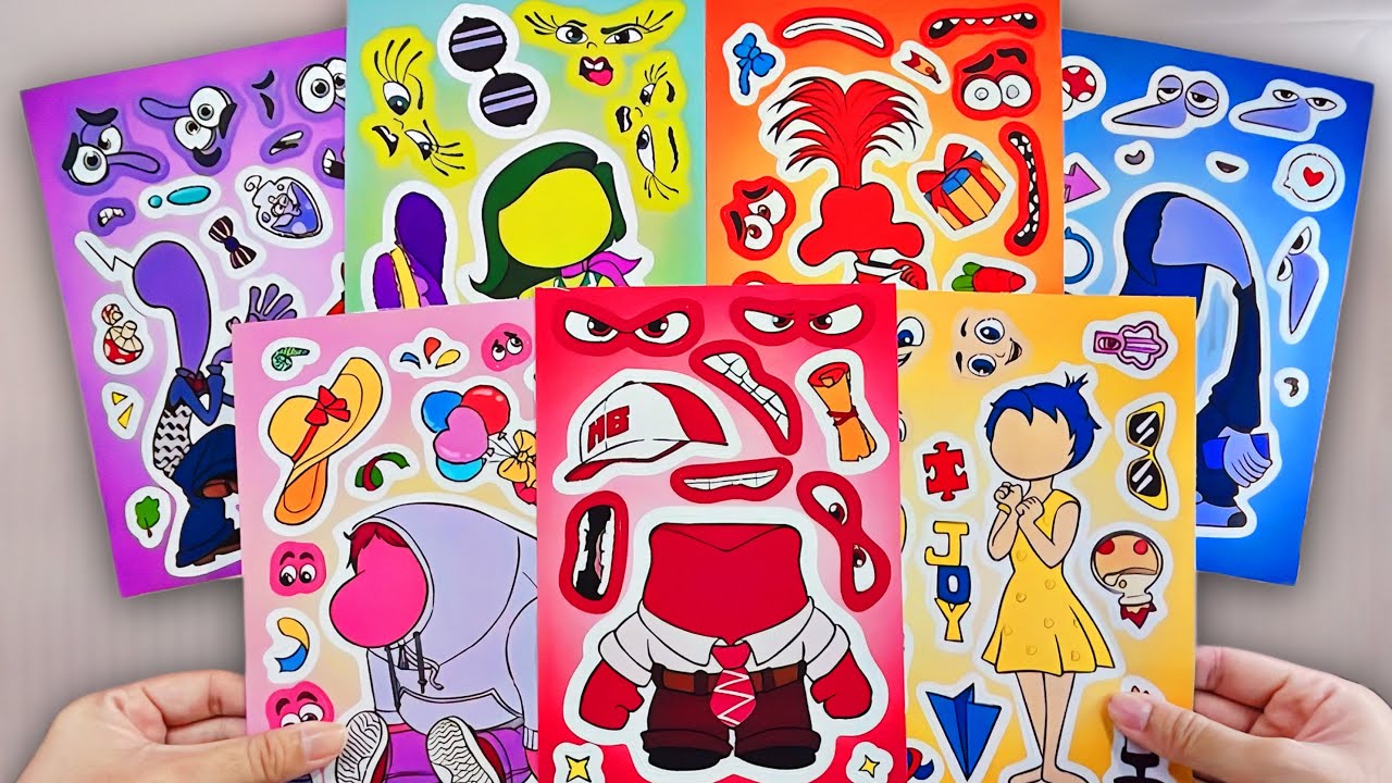 Inside Out 2 🌈 in All Emotion Sticker Book with Anger, Joy, Anxiety, Disgust #insideout2