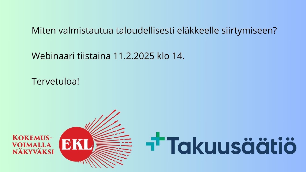 KVN Webinaari: Miten valmistautua taloudellisesti eläkkeelle? Vieraana Takuusäätiö.