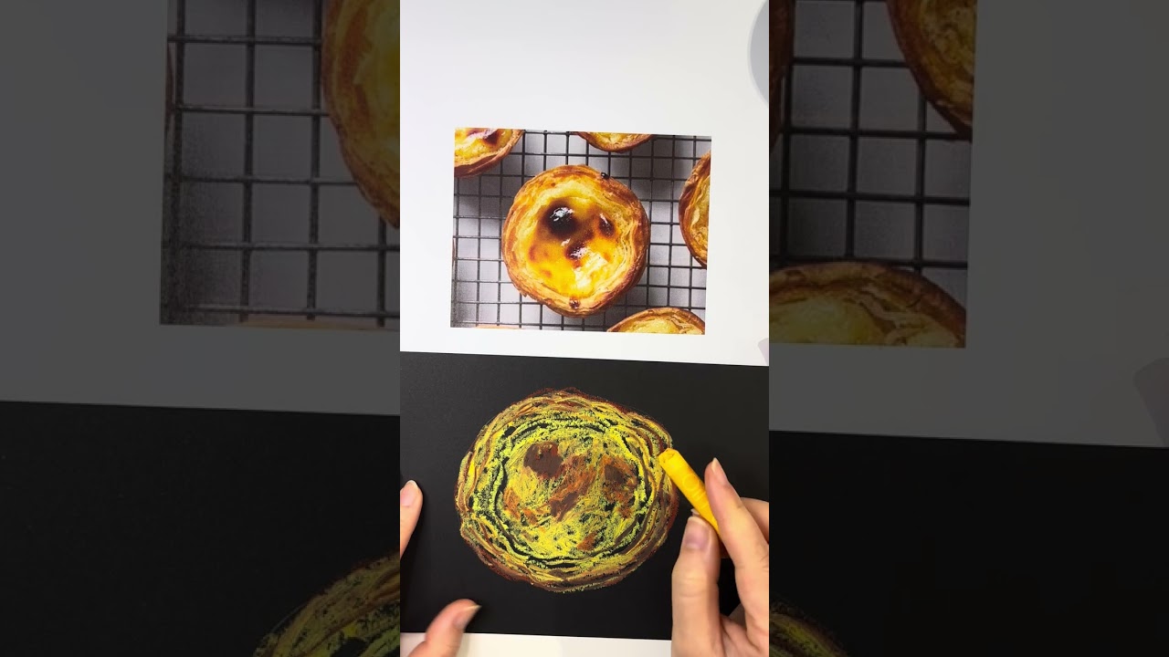 Egg tart in oil pastels