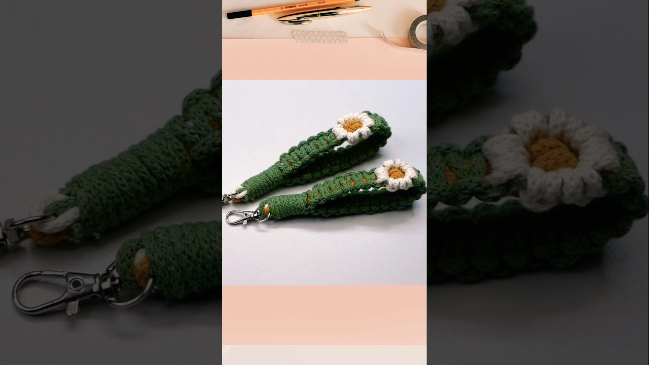 DIY Keychain with Flower Easy #macrame