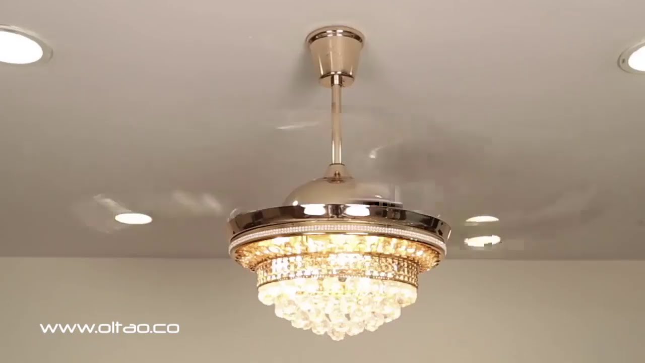 Oltao Designer Chandelier Fan With Light/With Remote ,Gold