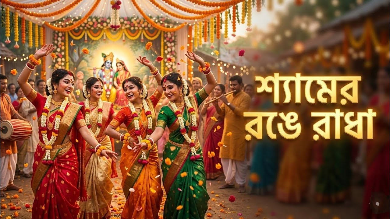 Radha Krishna Holi Song 2026 🌈 | Krishna Holi Dance | Bangla Dol Purnima Bhajan | শ্যামের রঙে রাধা