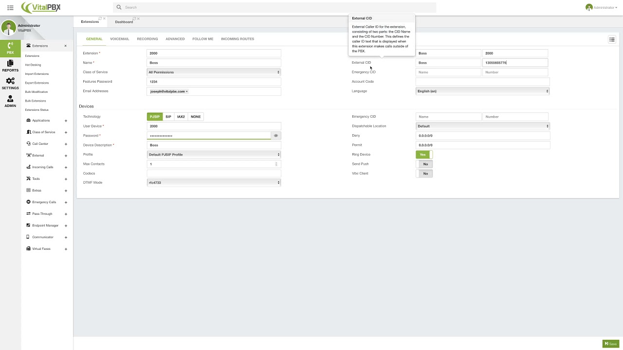 VitalPBX Extensions