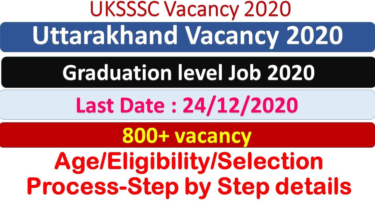 UKSSSC Recruitment 2020|Uttarakhand Government jobs 2020|Uttarakhand jobs