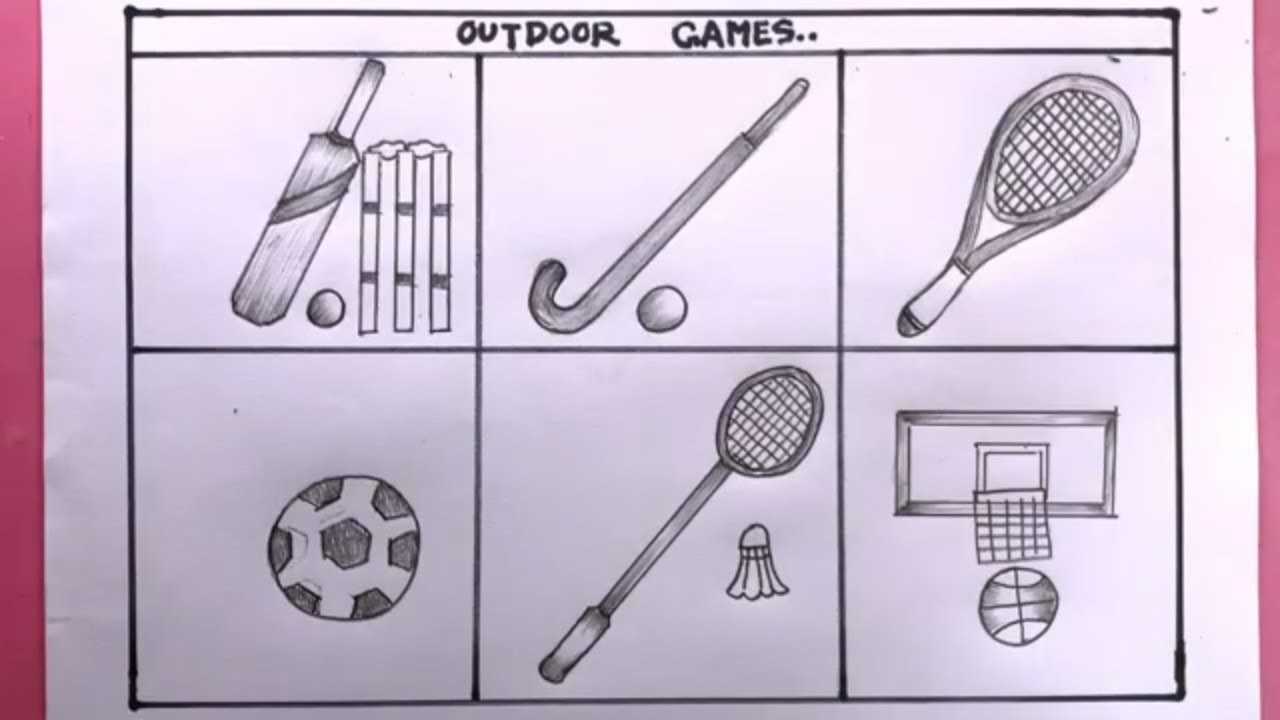 Drawing Outdoor Games Tools/How To Draw Outdoor Games Tools Easy