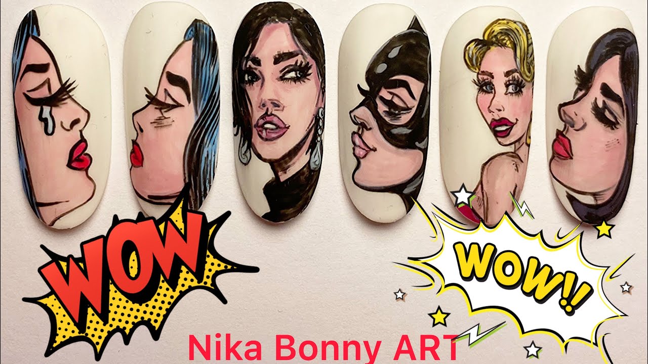 Как нарисовать персонажей комиксов? Крутая идея дизайна ногтей!