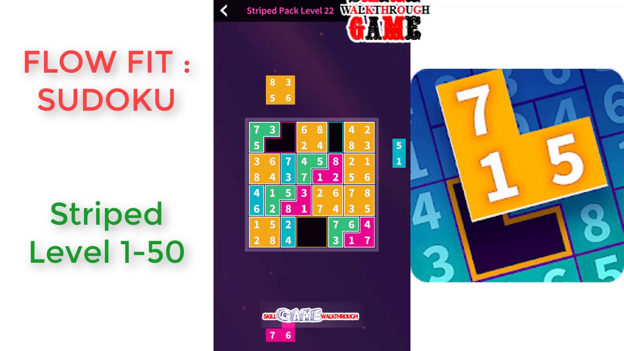 Flow Fit: Sudoku | Striped Pack Level 1 - 50 | Walkthrough
