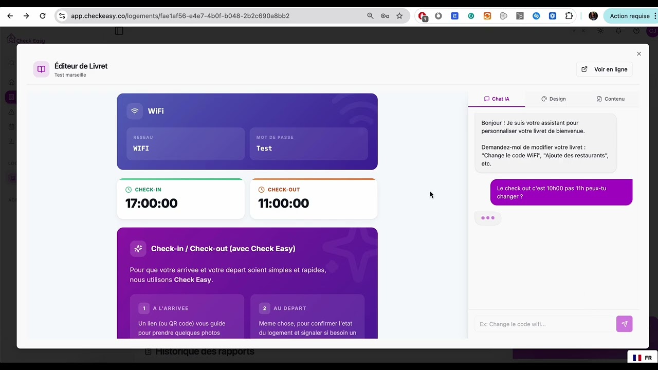 Tuto : Livret d'accueil voyageur Check Easy