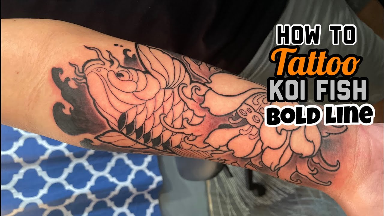 HOW TO TATTOO KOI FISH WITH BOLD LINE / Tagalog