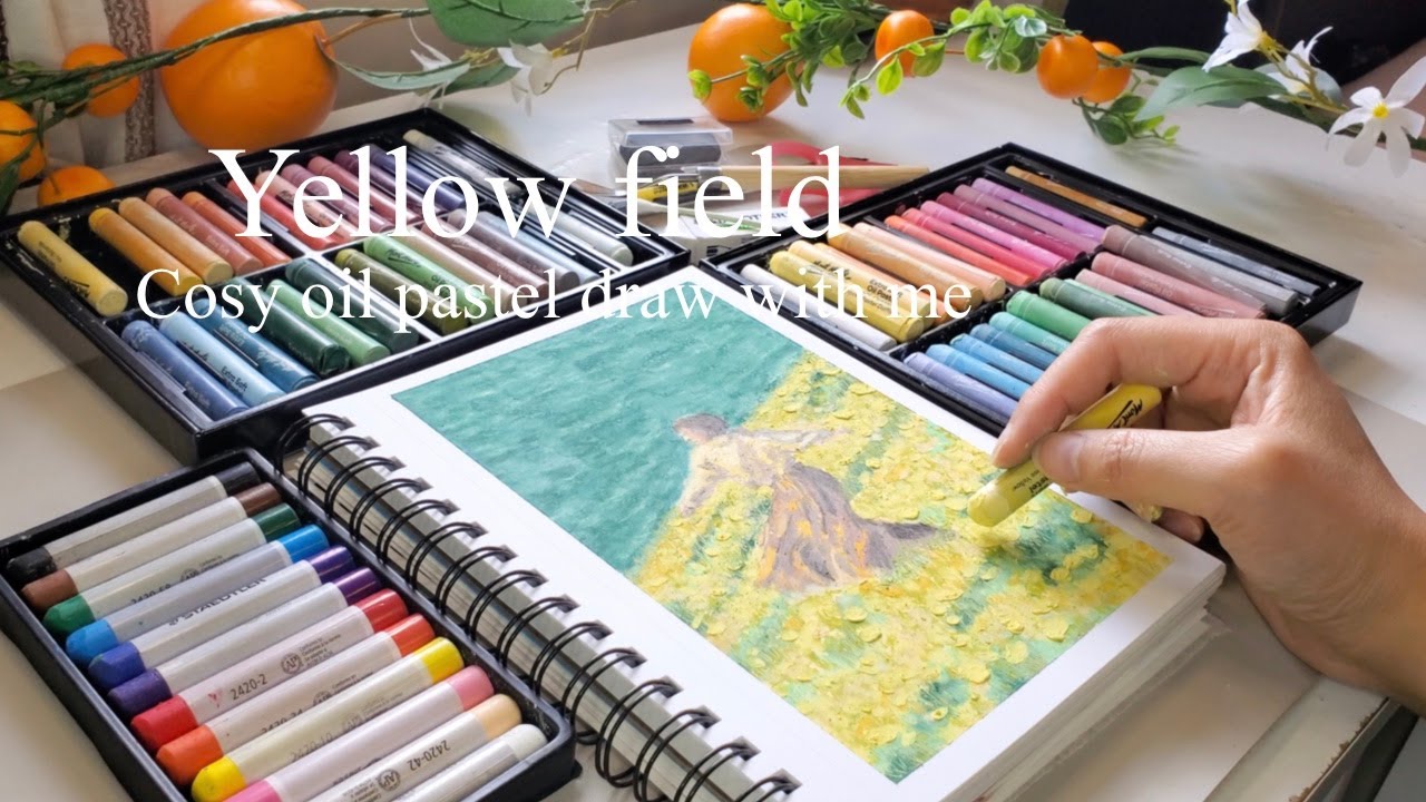 Cosy Oil Pastel drawing 🌼🌼🌼 practicing and studying colours - draw with me!