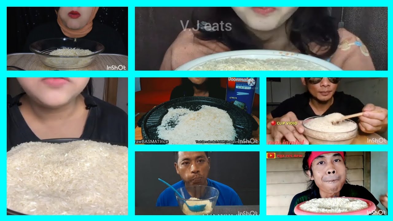 ASMR RAW RICE EATING || COMPILATION MAKAN BEARS MENTAL MIXED RAW RICE EATING 