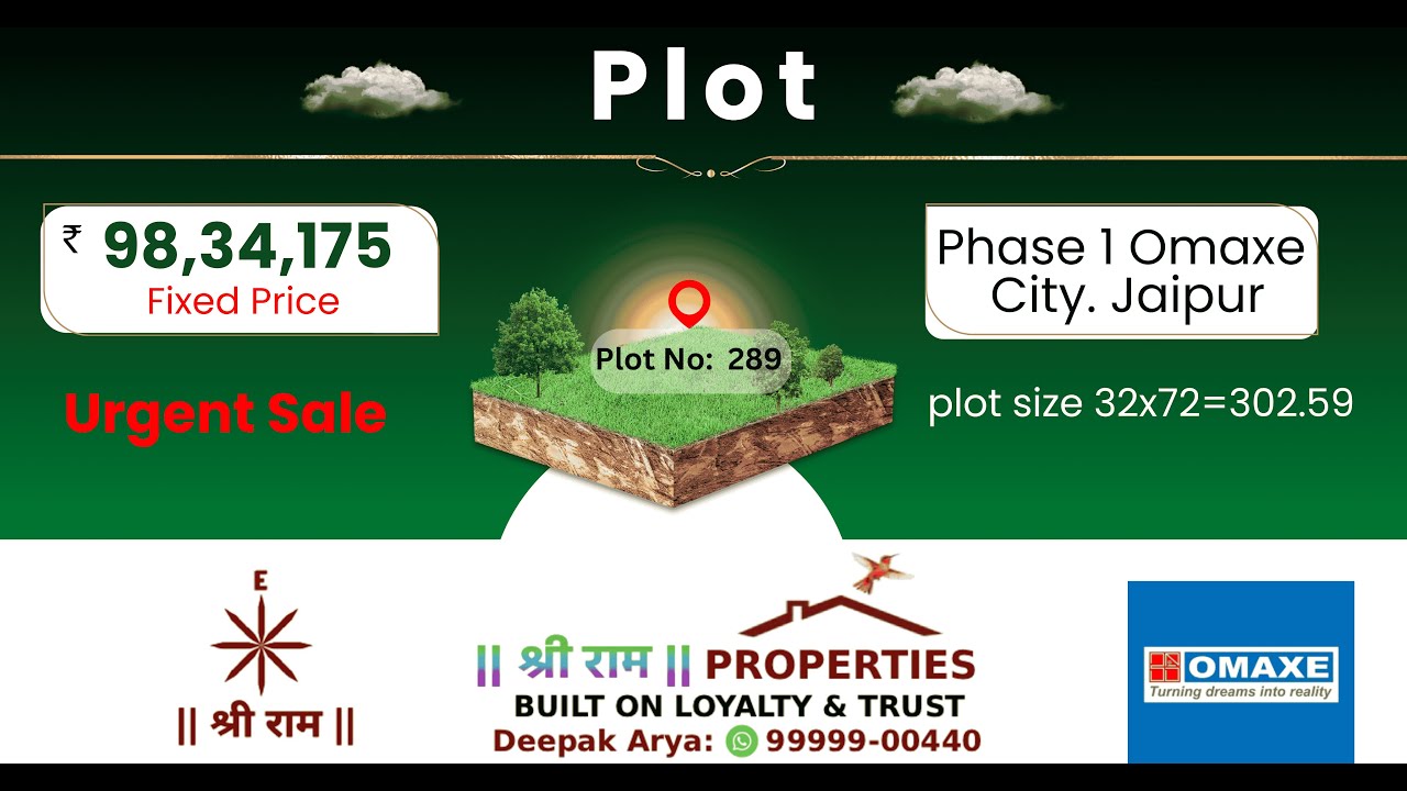 🏡 Urgent Sale Plot 289 in Omaxe City Phase 1 38x72 Near Down Park #omaxejaipur #omaxecityjaipur