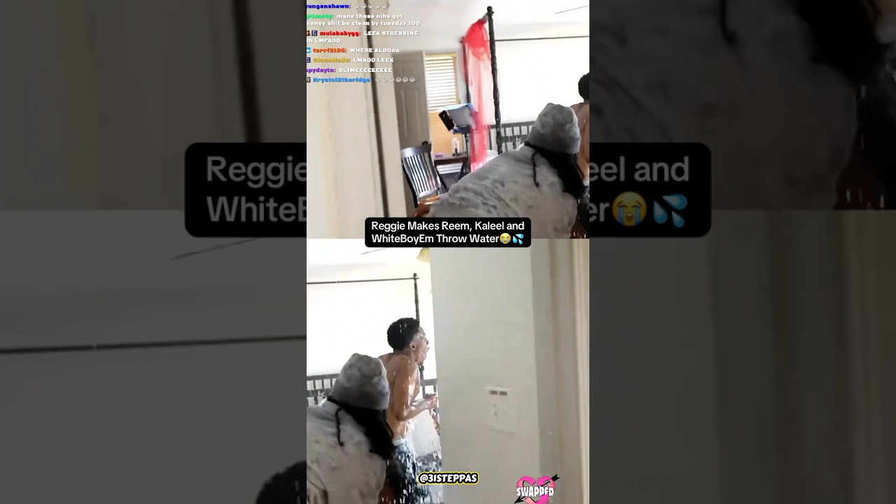 Реджи позволяет Рим, Калеэлю и Эм бросать воду😭💦 #reggie #raud #kaleelnyc #cloverboys #twitch #re...